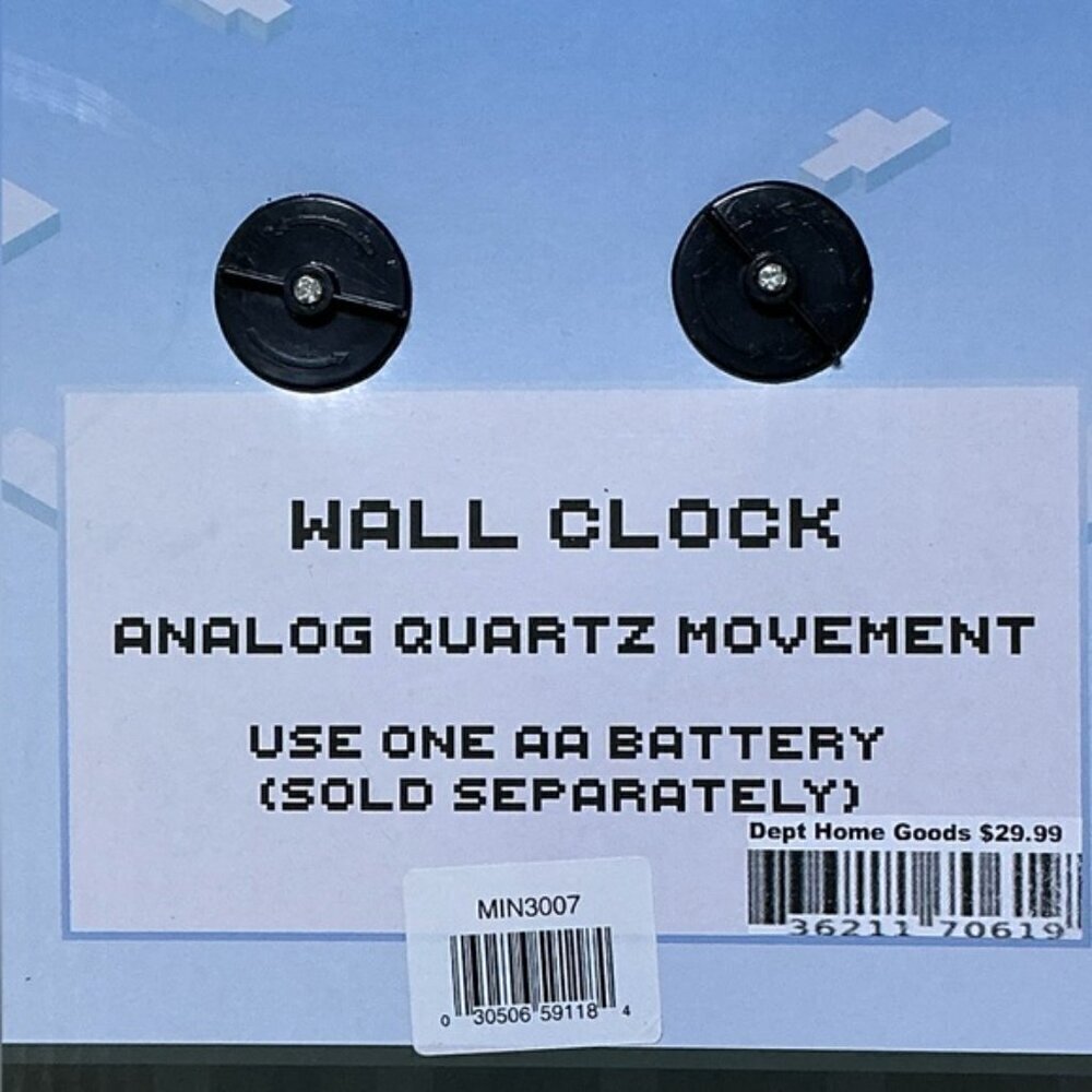 Minecraft Wall Clock Analog Quartz Battery Operate Gamer Gift 11 In Square Gray - Picture 5 of 16